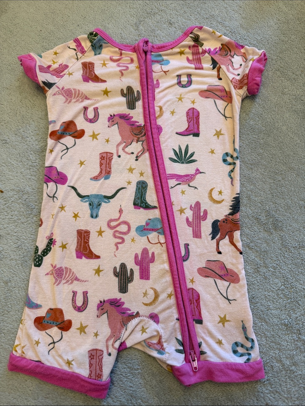 Little Sleepies Pink Western Print One-Piece Footie